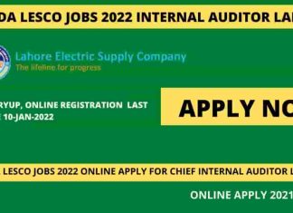 WAPDA LESCO Jobs 2022 Online Apply for Chief Internal Auditor Lahore